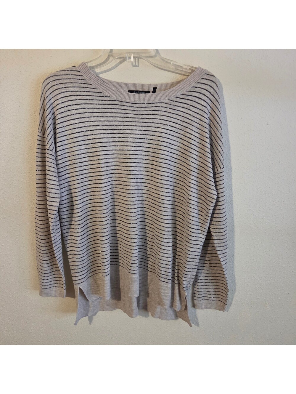 Daisy fuentes tan sparkle stripe sweater